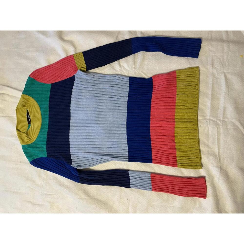 Saint & Sofia colorblock pullover ribbed sweater medium
